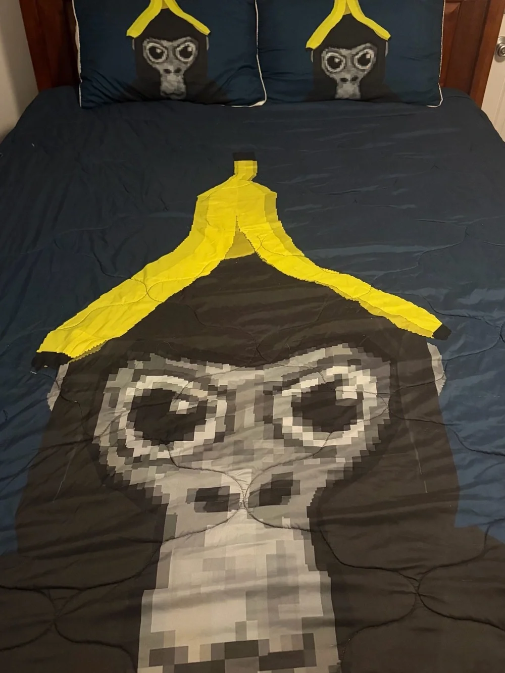 Custom Gorilla Tag Blue Comforter Set with Monkey Design - Size Full